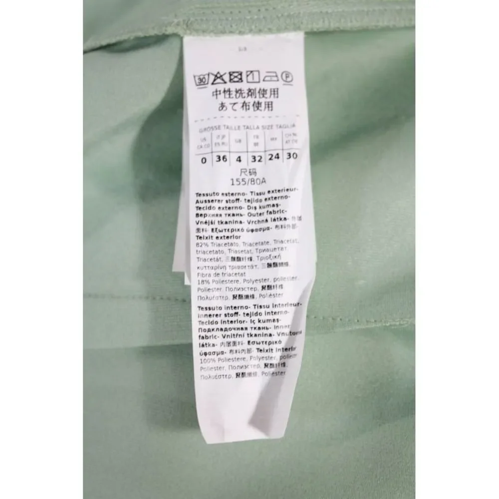 Marella Women Slip Dress Green Square Neck Sleeveless Mid-Calf Size 0